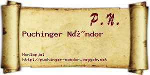 Puchinger Nándor névjegykártya